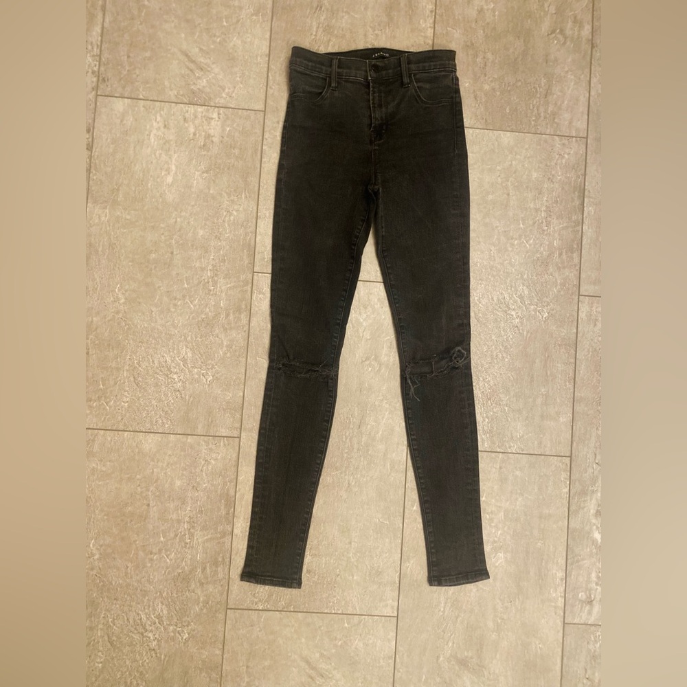 J Brand Maria Vanity distressed black/gray skinny jeans 25